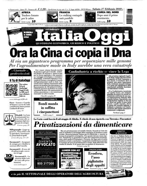 Italia oggi : quotidiano di economia finanza e politica